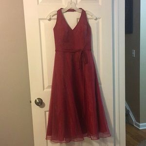 Red halter cocktail dress
